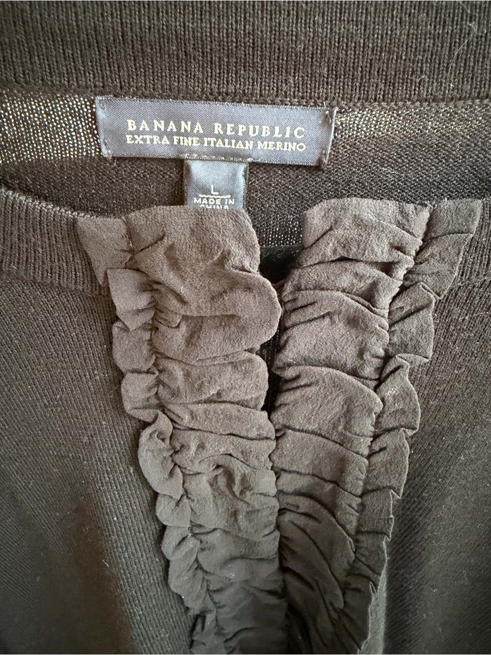 Banana Republic Black Ruffle-Trim Merino Sweater